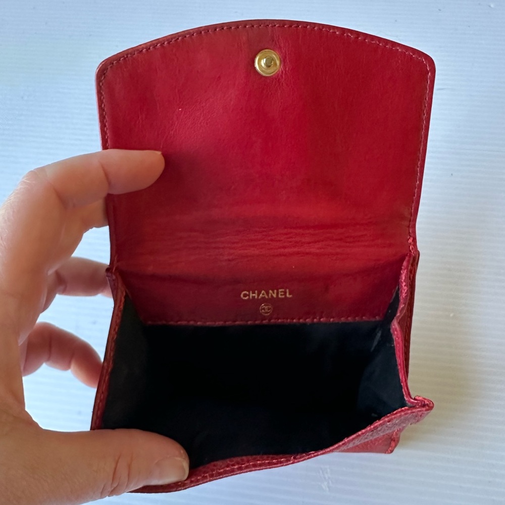 Authentic Chanel Red Caviar Leather Wallet - Picture 6 of 11